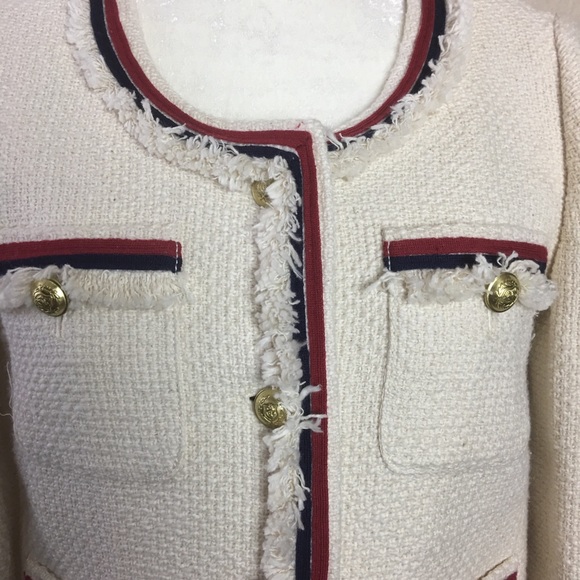 ❤️SOLD❤️J.Crew Fringe Tweed Ivory Blazer - Picture 2 of 8